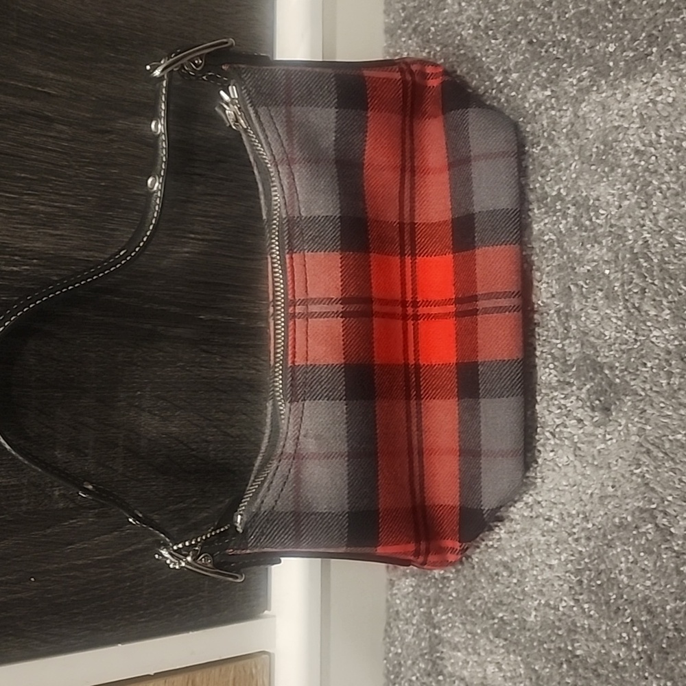 Coach Red and Gray Plaid Shoulder Bag - Picture 2 of 6